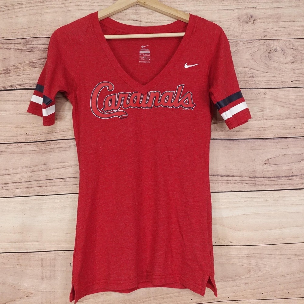 St. Louis Cardinals Shirt Womens XS Red Baseball Nike V-Neck Genuine Merchandise